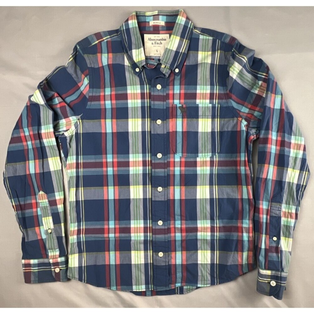 Abercrombie & Fitch Muscle Fit Large Plaid Button Down